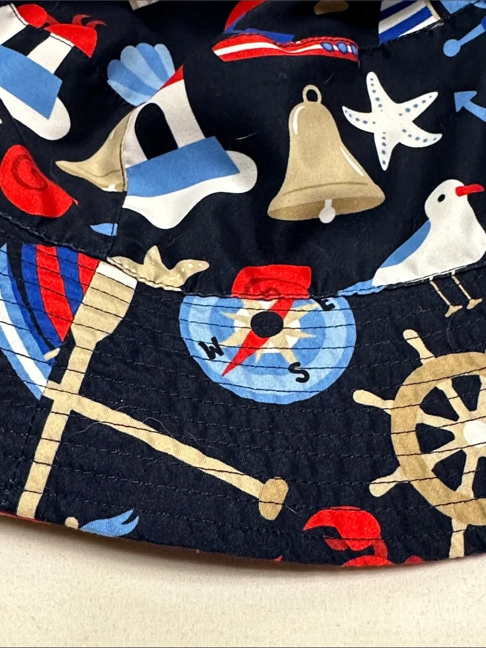 Gymboree Blue and Red Nautical Kids Bucket Hat - Size 10-12